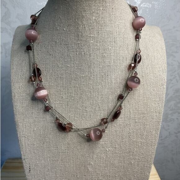 Lia Sophia Violet Fog Cats Eye Multi Strand Necklace - Picture 1 of 4